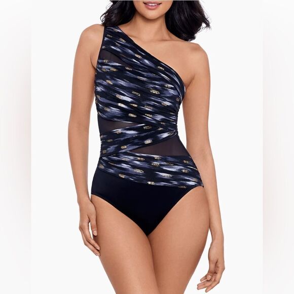 Miraclesuit Bronze Reign Jena One-Shoulder One-Piece Swimsuit - Picture 1 of 8